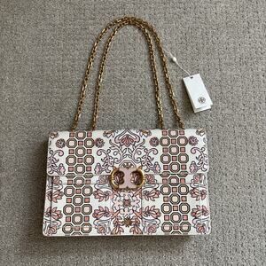 Tory Burch Gemini Link Hicks Garden Large Chain Leather Shoulder/crossbody Bag